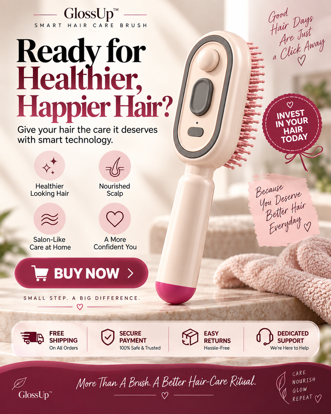 GlossUp™ — The Smart Hair Care Brush