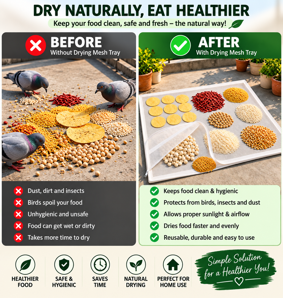 Papad Drying Cloth with Net & Zip