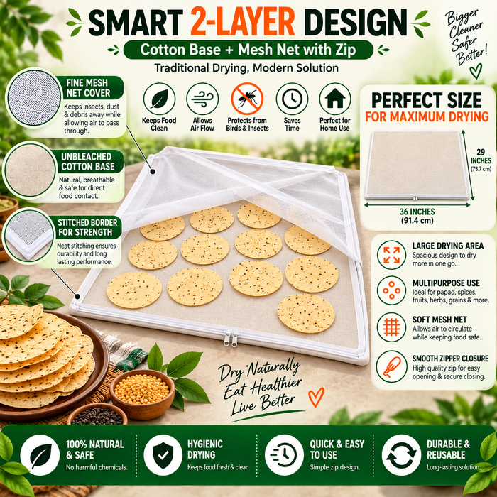 Papad Drying Cloth with Net & Zip