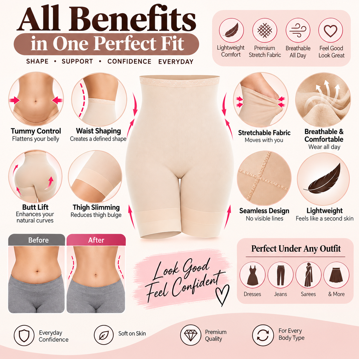 Tummy Control Body Shaper™ – High-Waist Shaping Shapewear for Women