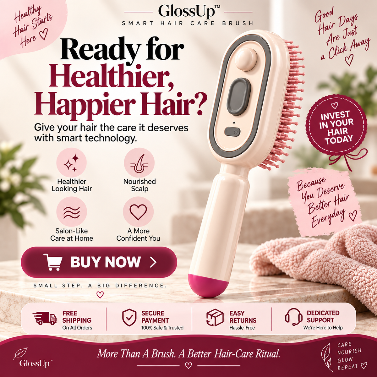 GlossUp™ — The Smart Hair Care Brus