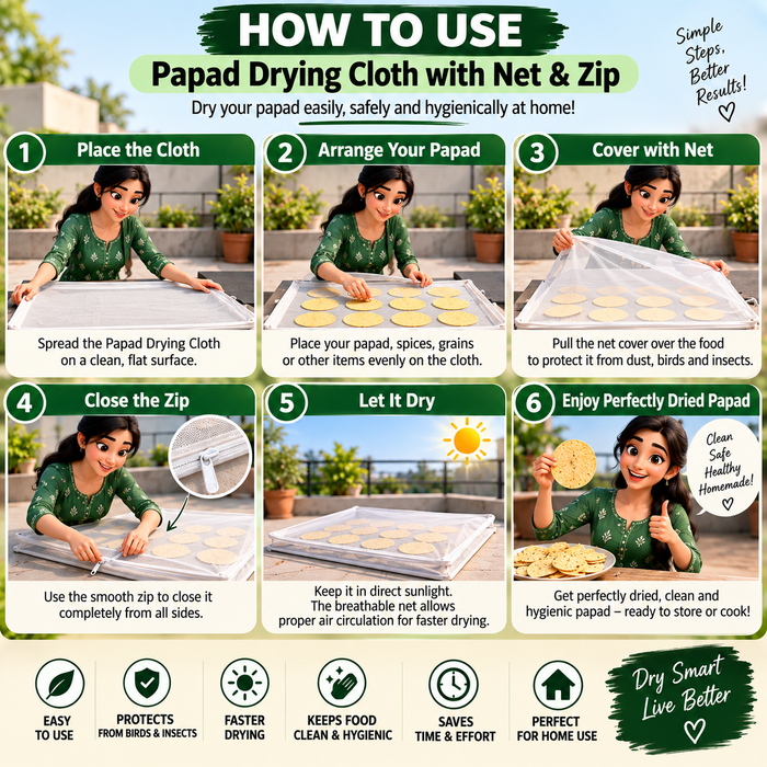 Papad Drying Cloth with Net & Zip
